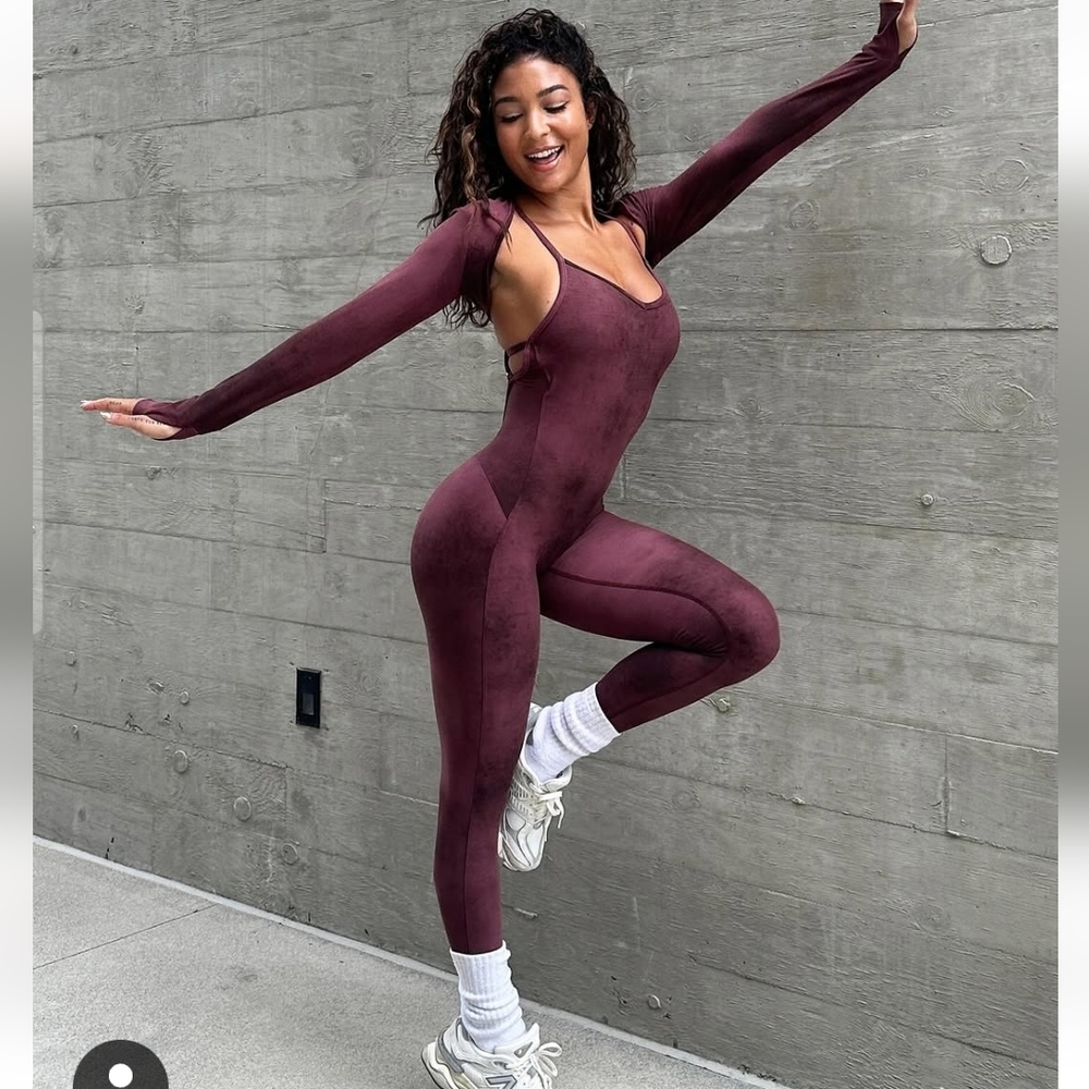 Bombshell Sportswear Burgundy Jumpsuit